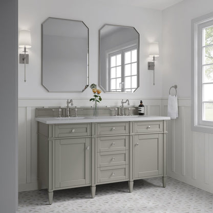 James Martin - Brittany 60" Double Vanity, Urban Gray w/ 3 CM White Zeus Silestone Top - 650-V60D-UGR-3WZ view 3