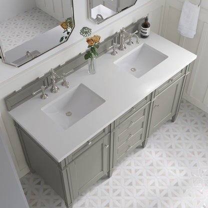 James Martin - Brittany 60" Double Vanity, Urban Gray w/ 3 CM White Zeus Silestone Top - 650-V60D-UGR-3WZ view 5