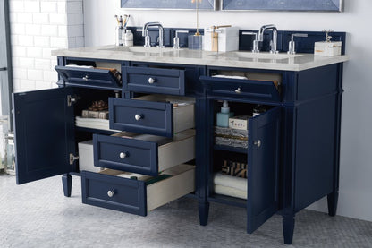 James Martin - Brittany 60" Double Vanity, Victory Bleu w/ 3 CM Victorian Silver Silestone Top - 650-V60D-VBL-3VSL view 5