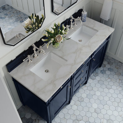 James Martin - Brittany 60" Double Vanity, Victory Bleu w/ 3 CM Victorian Silver Silestone Top - 650-V60D-VBL-3VSL view 7