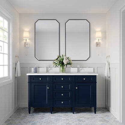 James Martin - Brittany 60" Double Vanity, Victory Bleu w/ Single Hole 3 CM White Zeus Silestone Top & Backsplash - 650-V60D-VBL-1WZ view 3