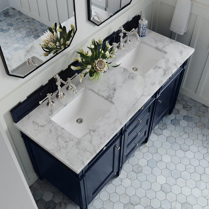 James Martin - Brittany 60" Double Vanity, Victory Blue w/ 3 CM Carrara Marble Top - 650-V60D-VBL-3CAR view 7