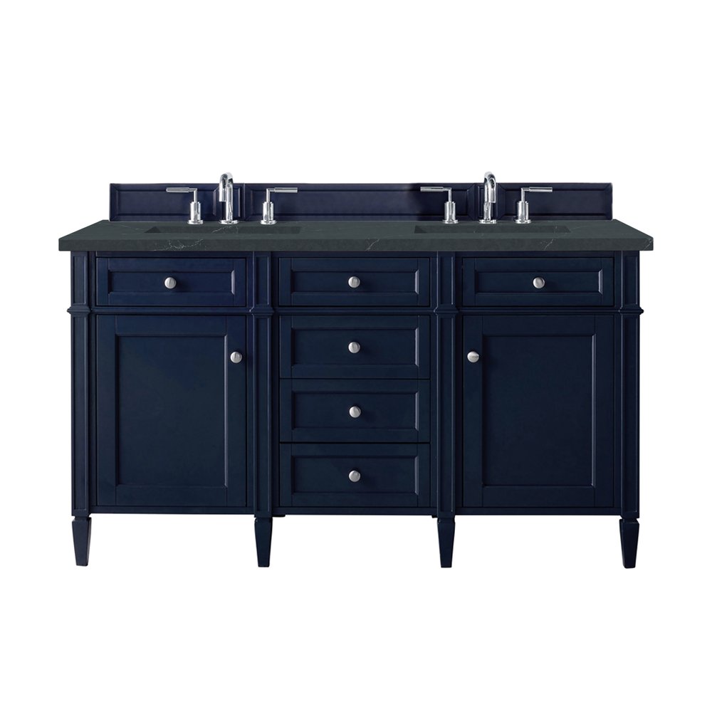 James Martin - Brittany 60" Double Vanity, Victory Blue w/ 3 CM Charcoal Soapstone Silestone Top - 650-V60D-VBL-3CSP view 1