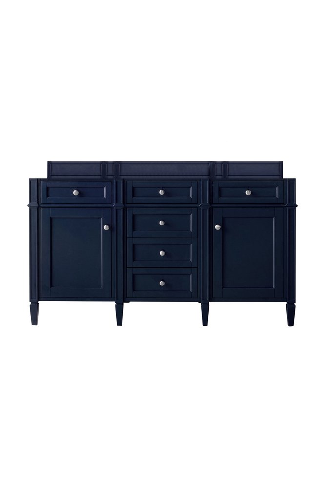 James Martin - Brittany 60" Double Vanity, Victory Blue w/ 3 CM Charcoal Soapstone Silestone Top - 650-V60D-VBL-3CSP view 2