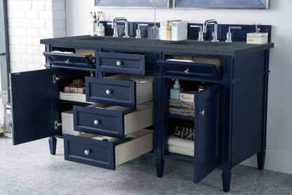 James Martin - Brittany 60" Double Vanity, Victory Blue w/ 3 CM Charcoal Soapstone Silestone Top - 650-V60D-VBL-3CSP view 5