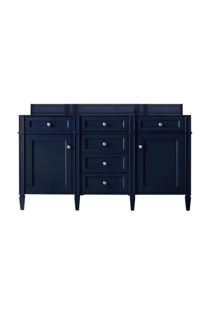 James Martin - Brittany 60" Double Vanity, Victory Blue w/ 3 CM Eternal Jasmine Pearl Silestone Top - 650-V60D-VBL-3EJP view 2