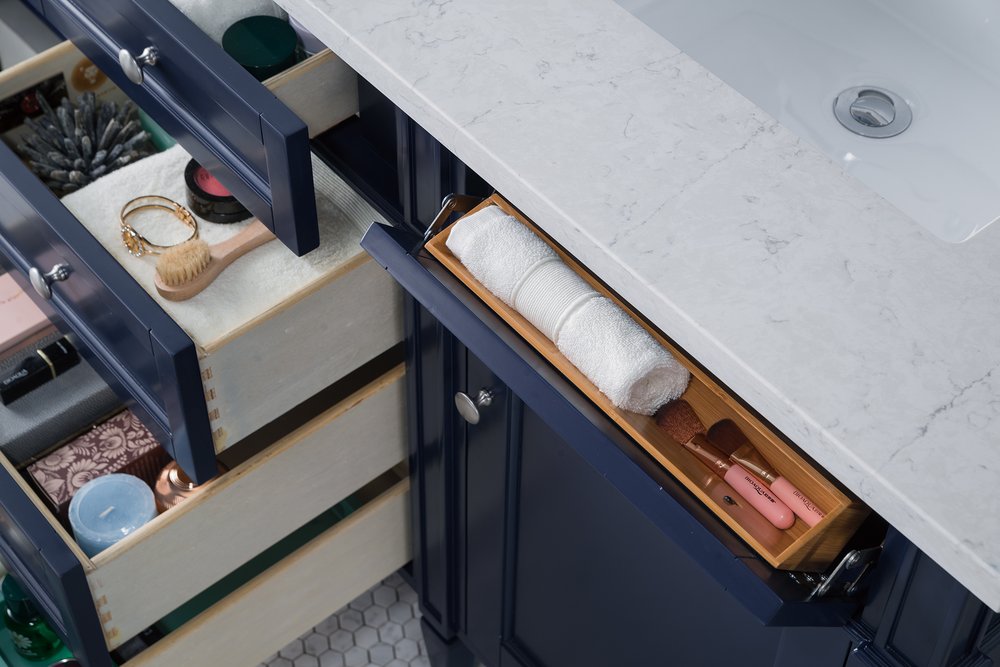 James Martin - Brittany 60" Double Vanity, Victory Blue w/ 3 CM Eternal Jasmine Pearl Silestone Top - 650-V60D-VBL-3EJP view 8