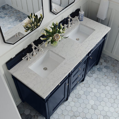 James Martin - Brittany 60" Double Vanity, Victory Blue w/ 3 CM Eternal Jasmine Pearl Silestone Top - 650-V60D-VBL-3EJP view 10
