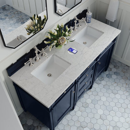 James Martin - Brittany 60" Double Vanity, Victory Blue w/ 3 CM Eternal Jasmine Pearl Silestone Top w/FreePower Wireless Charger - 650-V60D-VBL-FEJP view 11