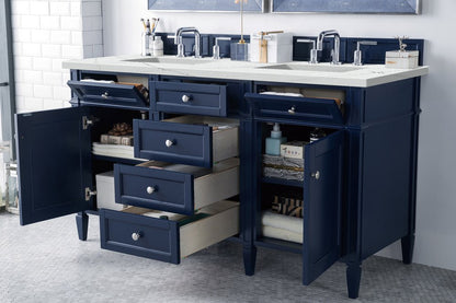 James Martin - Brittany 60" Double Vanity, Victory Blue w/ 3 CM Ethereal Noctis Silestone Top - 650-V60D-VBL-3ENC view 5