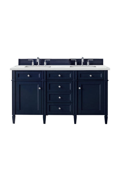 James Martin - Brittany 60" Double Vanity, Victory Blue w/ 3 CM Ethereal Noctis Silestone Top w/FreePower Wireless Charger - 650-V60D-VBL-FENC view 1
