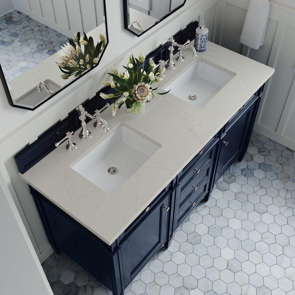James Martin - Brittany 60" Double Vanity, Victory Blue, w/ 3 CM Siberian Silestone Top - 650-V60D-VBL-3SFR view 6