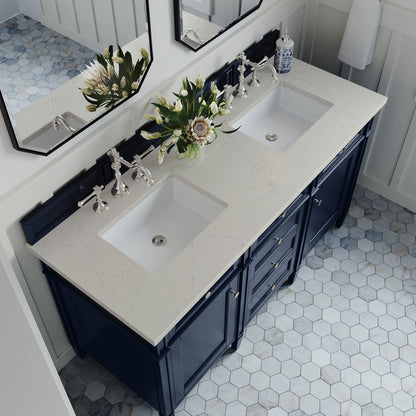 James Martin - Brittany 60" Double Vanity, Victory Blue, w/ 3 CM Siberian Silestone Top - 650-V60D-VBL-3SFR view 6