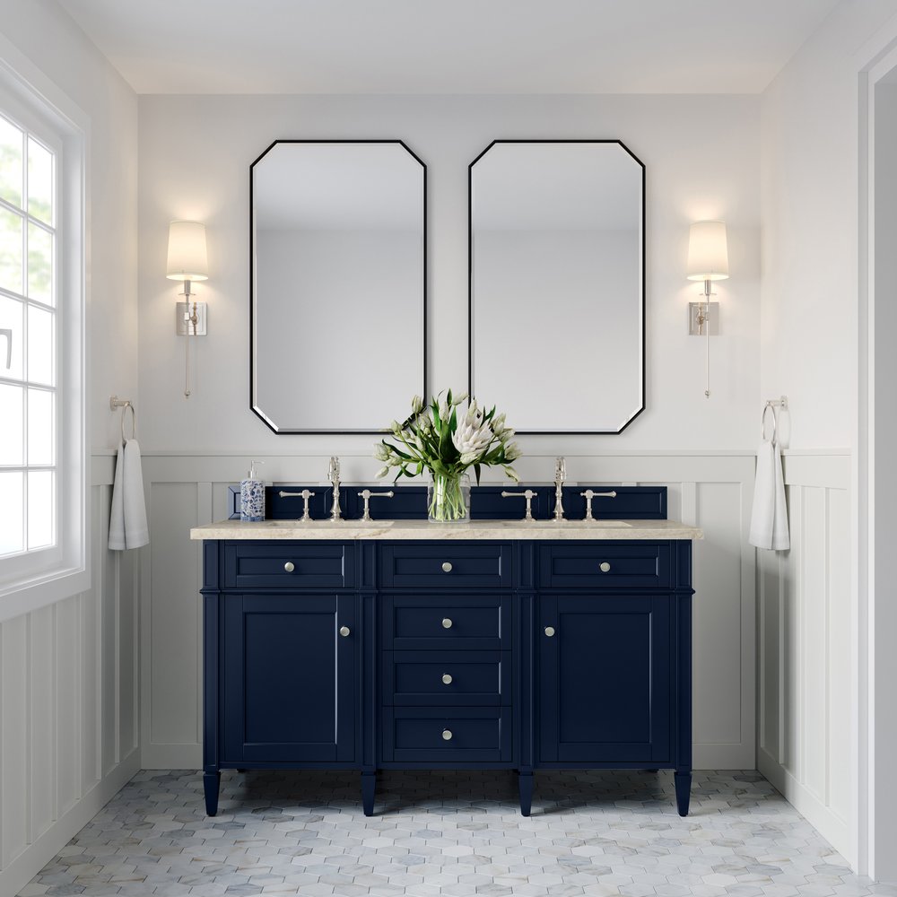 James Martin - Brittany 60" Double Vanity, Victory Blue, w/ 3 CM Tajnar Eclos Top - 650-V60D-VBL-3TJR view 3