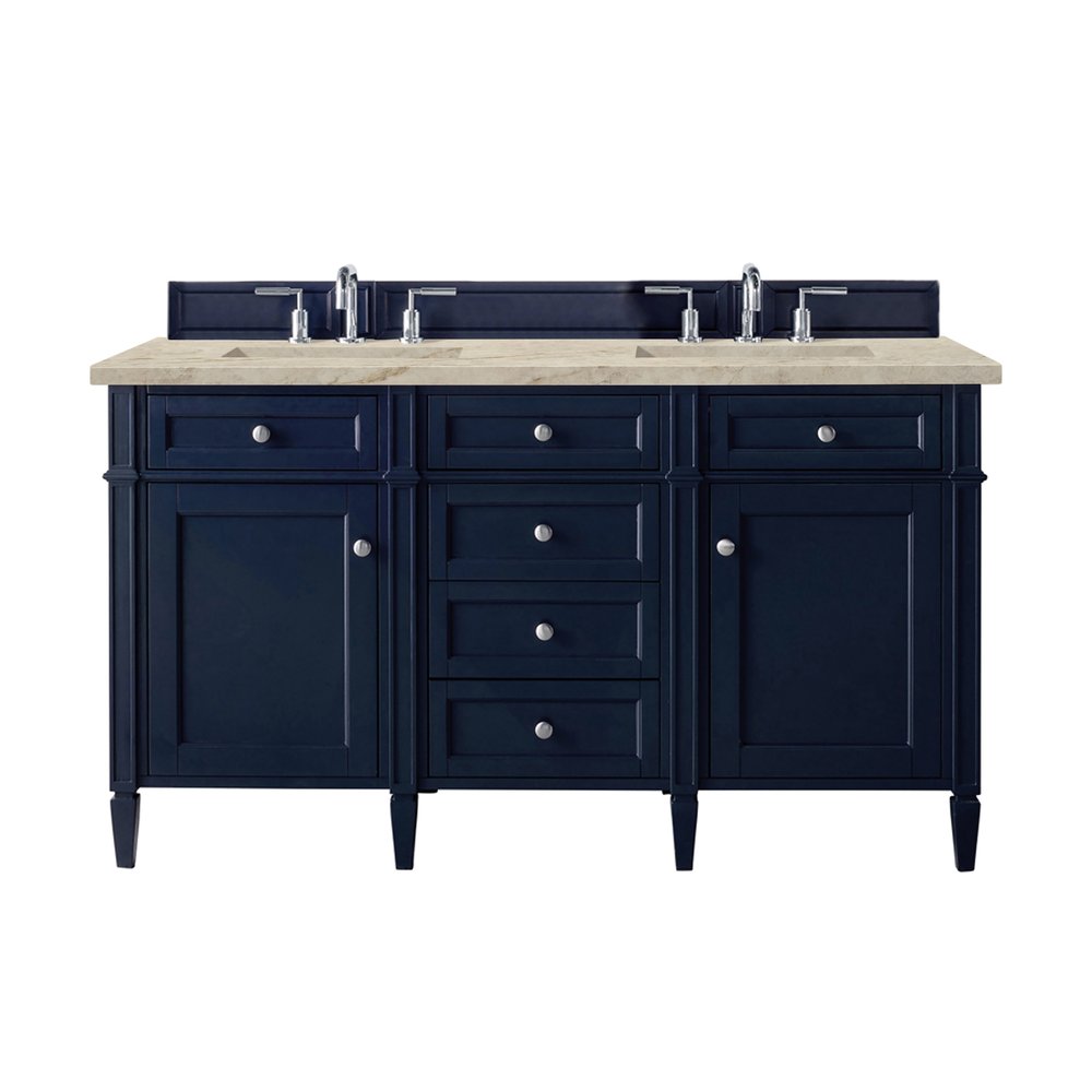 James Martin - Brittany 60" Double Vanity, Victory Blue, w/ 3 CM Tajnar Eclos Top w/FreePower Wireless Charger - 650-V60D-VBL-FTJR view 1