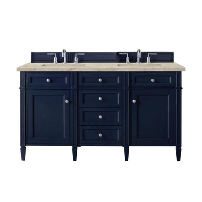James Martin - Brittany 60" Double Vanity, Victory Blue, w/ 3 CM Tajnar Eclos Top w/FreePower Wireless Charger - 650-V60D-VBL-FTJR view 1