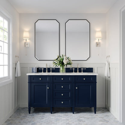 James Martin - Brittany 60" Double Vanity, Victory Blue w/ 3 CM Victorian Silver Silestone Top w/FreePower Wireless Charger - 650-V60D-VBL-FVSL view 4