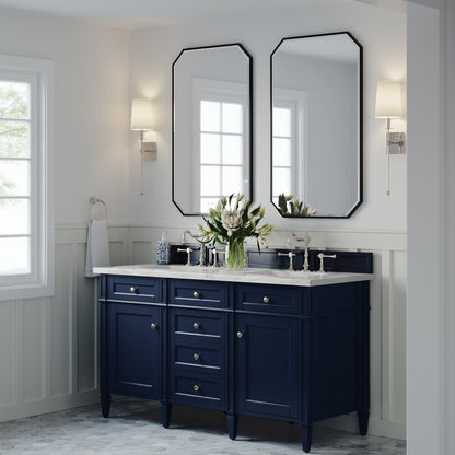 James Martin - Brittany 60" Double Vanity, Victory Blue w/ 3 CM Victorian Silver Silestone Top w/FreePower Wireless Charger - 650-V60D-VBL-FVSL view 5