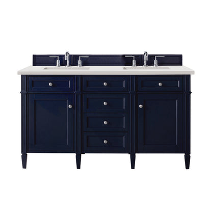 James Martin - Brittany 60" Double Vanity, Victory Blue w/ 3 CM White Zeus Silestone Top - 650-V60D-VBL-3WZ view 1