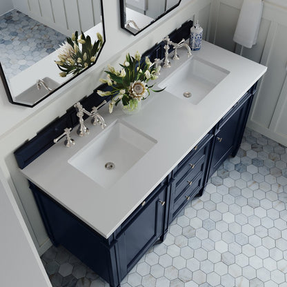 James Martin - Brittany 60" Double Vanity, Victory Blue w/ 3 CM White Zeus Silestone Top - 650-V60D-VBL-3WZ view 6