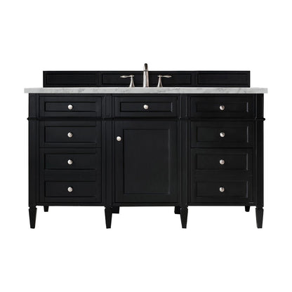James Martin - Brittany 60" Single Vanity, Black Onyx w/ 3 CM Carrara Marble Top - 650-V60S-BKO-3CAR view 1