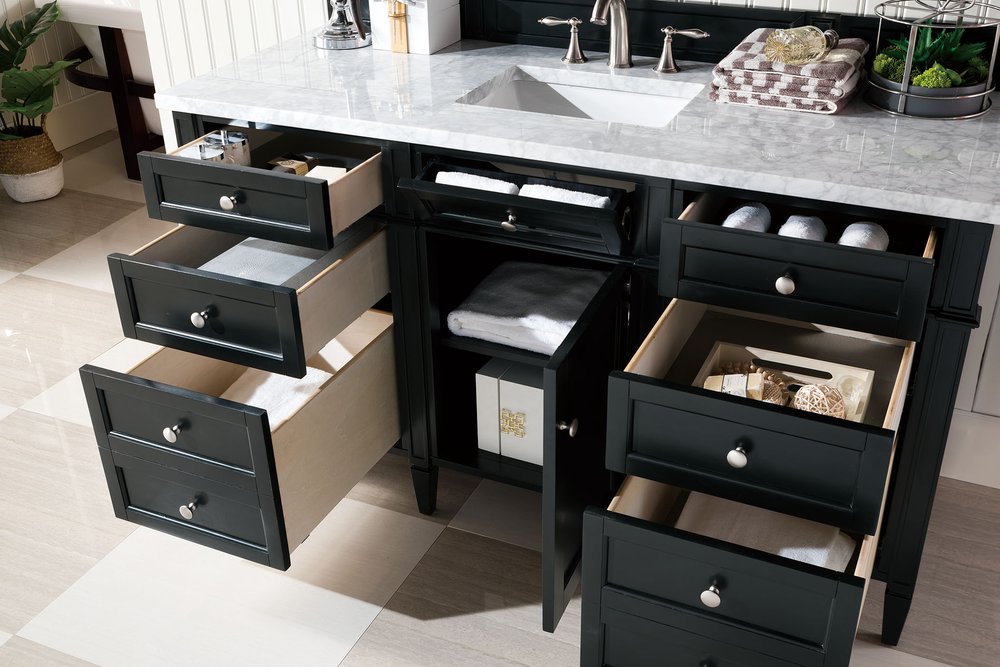James Martin - Brittany 60" Single Vanity, Black Onyx w/ 3 CM Carrara Marble Top - 650-V60S-BKO-3CAR view 5