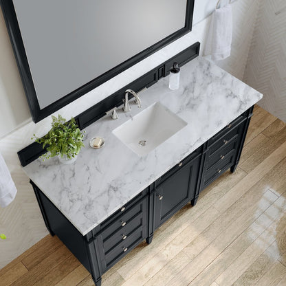 James Martin - Brittany 60" Single Vanity, Black Onyx w/ 3 CM Carrara Marble Top - 650-V60S-BKO-3CAR view 8