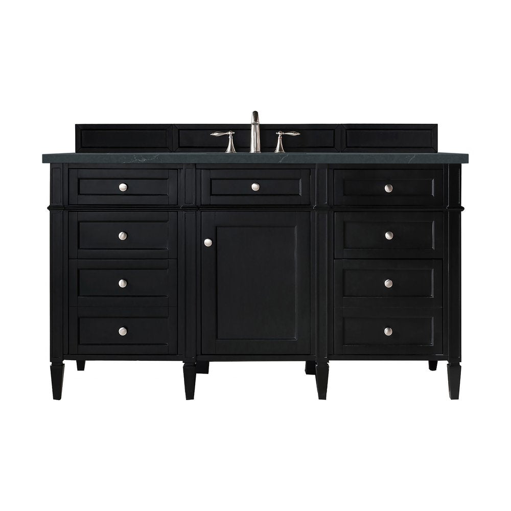 James Martin - Brittany 60" Single Vanity, Black Onyx, w/ 3 CM Charcoal Soapstone Silestone Top - 650-V60S-BKO-3CSP view 1