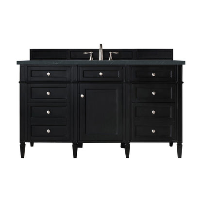 James Martin - Brittany 60" Single Vanity, Black Onyx, w/ 3 CM Charcoal Soapstone Silestone Top - 650-V60S-BKO-3CSP view 1