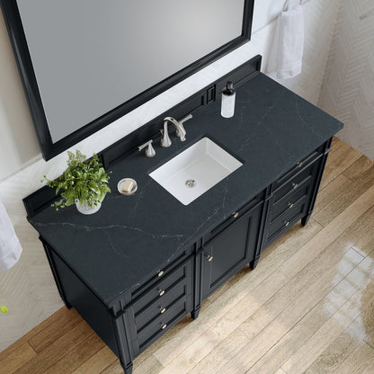 James Martin - Brittany 60" Single Vanity, Black Onyx, w/ 3 CM Charcoal Soapstone Silestone Top - 650-V60S-BKO-3CSP view 7