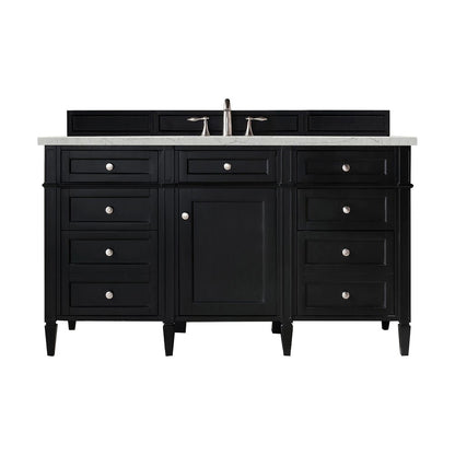 James Martin - Brittany 60" Single Vanity, Black Onyx, w/ 3 CM Eternal Jasmine Pearl Silestone Top - 650-V60S-BKO-3EJP view 1