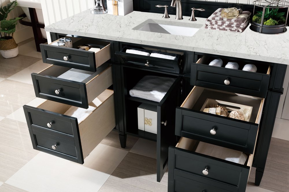 James Martin - Brittany 60" Single Vanity, Black Onyx, w/ 3 CM Eternal Jasmine Pearl Silestone Top - 650-V60S-BKO-3EJP view 5