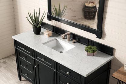 James Martin - Brittany 60" Single Vanity, Black Onyx, w/ 3 CM Eternal Jasmine Pearl Silestone Top w/FreePower Wireless Charger - 650-V60S-BKO-FEJP view 5