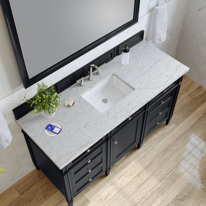James Martin - Brittany 60" Single Vanity, Black Onyx, w/ 3 CM Eternal Jasmine Pearl Silestone Top w/FreePower Wireless Charger - 650-V60S-BKO-FEJP view 8