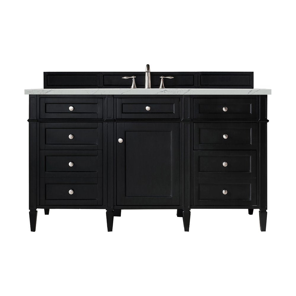 James Martin - Brittany 60" Single Vanity, Black Onyx, w/ 3 CM Ethereal Noctis Silestone Top - 650-V60S-BKO-3ENC view 1