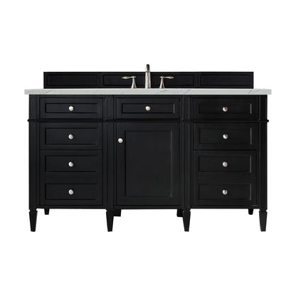 James Martin - Brittany 60" Single Vanity, Black Onyx, w/ 3 CM Ethereal Noctis Silestone Top - 650-V60S-BKO-3ENC view 1