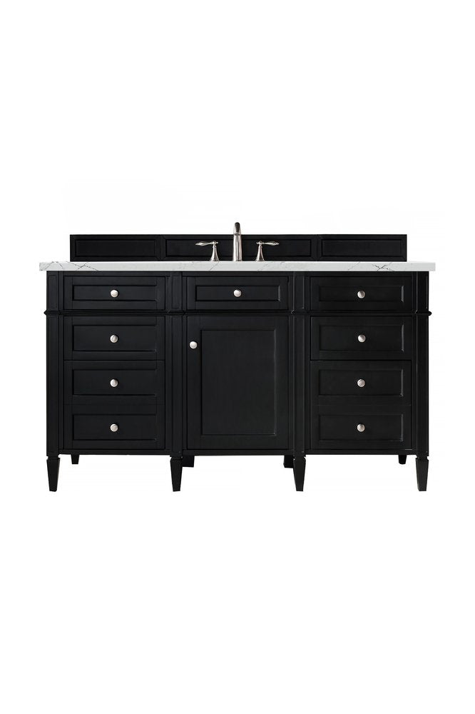 James Martin - Brittany 60" Single Vanity, Black Onyx, w/ 3 CM Ethereal Noctis Silestone Top w/FreePower Wireless Charger - 650-V60S-BKO-FENC view 1