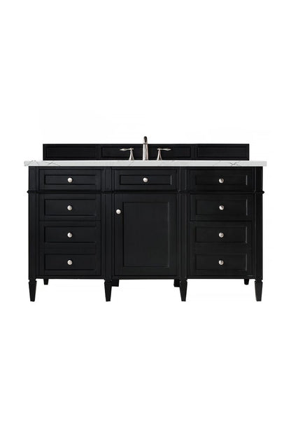 James Martin - Brittany 60" Single Vanity, Black Onyx, w/ 3 CM Ethereal Noctis Silestone Top w/FreePower Wireless Charger - 650-V60S-BKO-FENC view 1