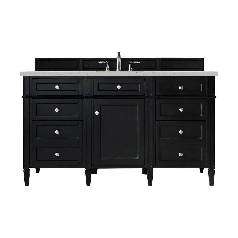 James Martin - Brittany 60" Single Vanity, Black Onyx w/ 3 CM Lime Delight Silestone Top - 650-V60S-BKO-3LDL view 1