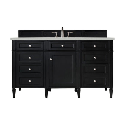 James Martin - Brittany 60" Single Vanity, Black Onyx w/ 3 CM Lime Delight Silestone Top - 650-V60S-BKO-3LDL view 1
