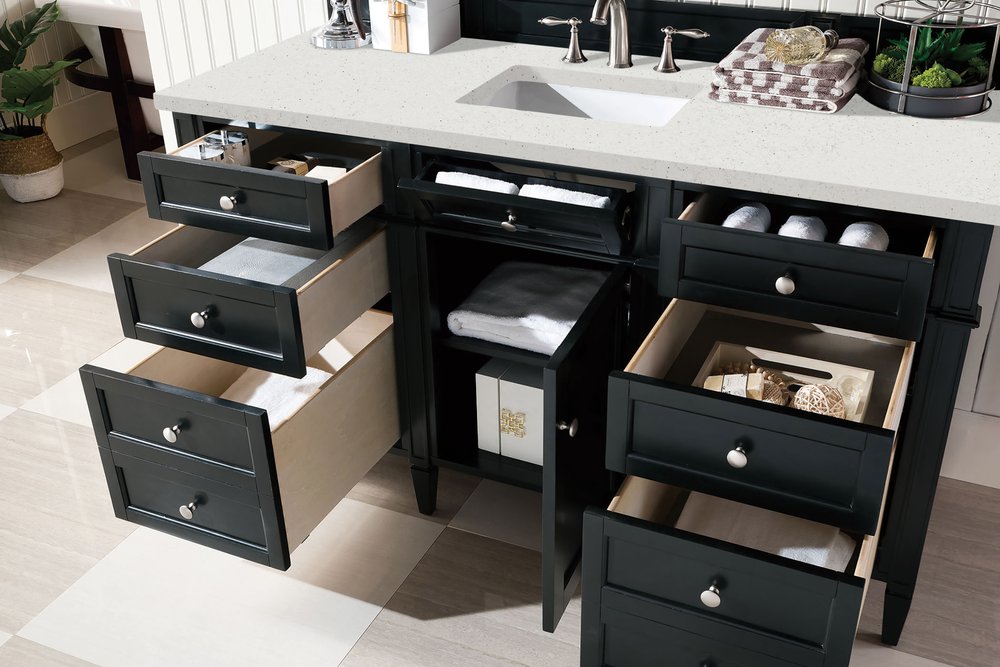 James Martin - Brittany 60" Single Vanity, Black Onyx w/ 3 CM Lime Delight Silestone Top - 650-V60S-BKO-3LDL view 5
