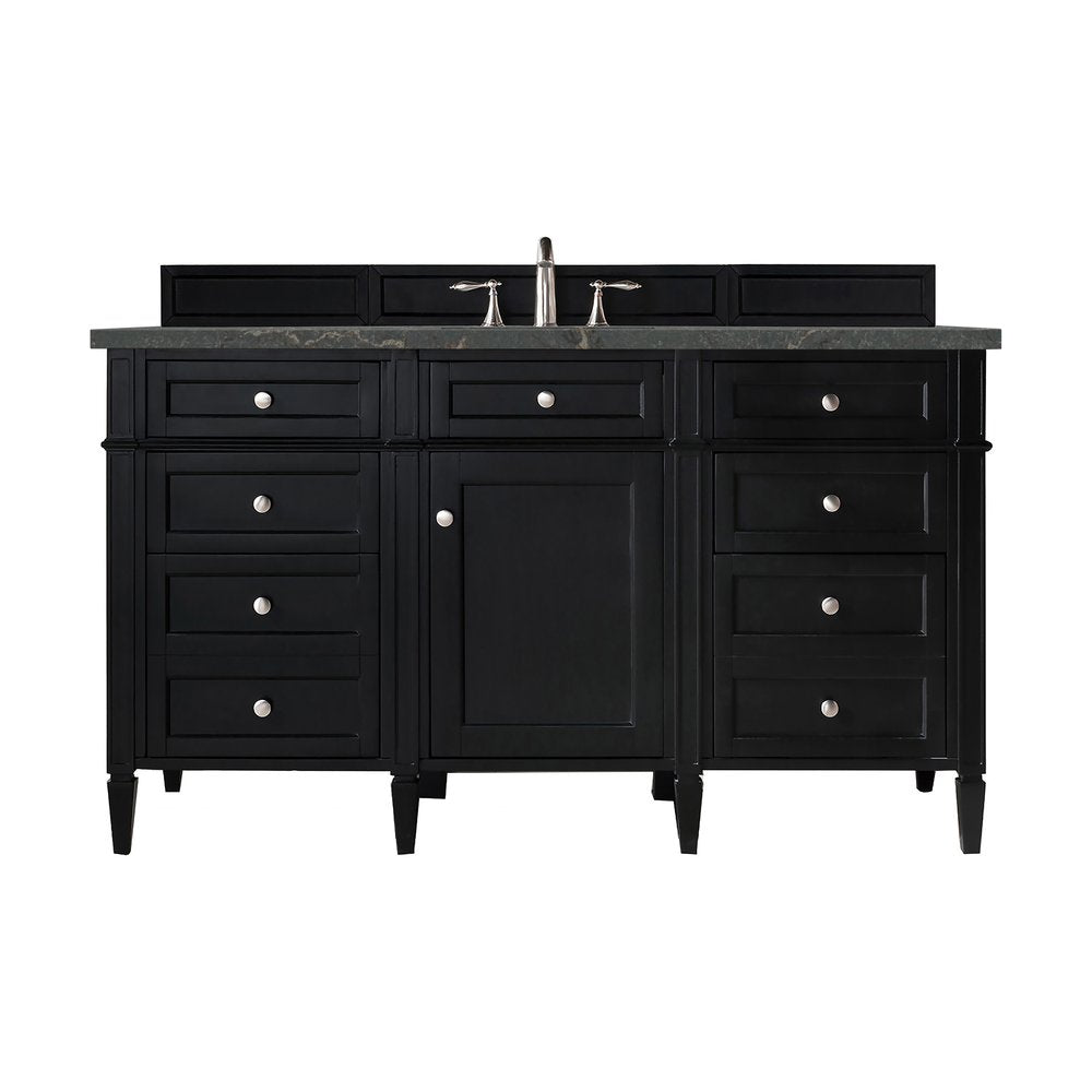 James Martin - Brittany 60" Single Vanity, Black Onyx w/ 3 CM Parisien Bleu Silestone Top - 650-V60S-BKO-3PBL view 1