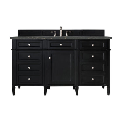 James Martin - Brittany 60" Single Vanity, Black Onyx w/ 3 CM Parisien Bleu Silestone Top - 650-V60S-BKO-3PBL view 1