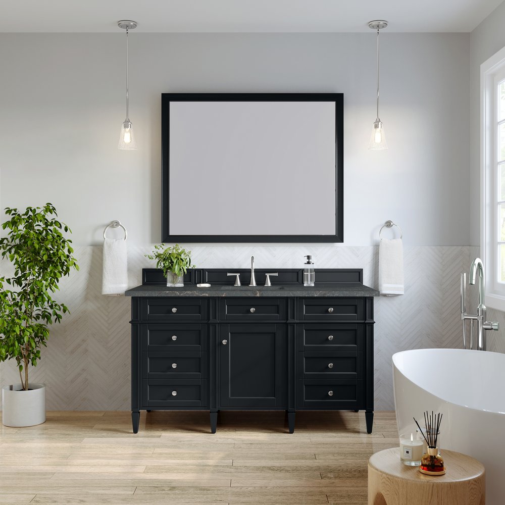 James Martin - Brittany 60" Single Vanity, Black Onyx w/ 3 CM Parisien Bleu Silestone Top - 650-V60S-BKO-3PBL view 3