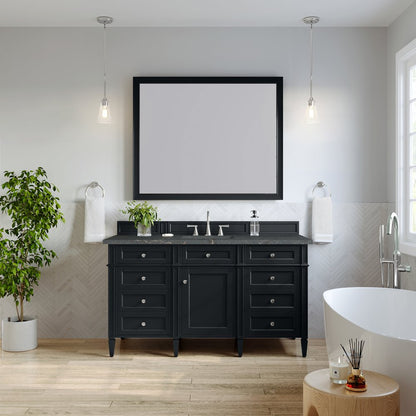 James Martin - Brittany 60" Single Vanity, Black Onyx w/ 3 CM Parisien Bleu Silestone Top - 650-V60S-BKO-3PBL view 3
