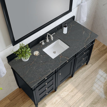 James Martin - Brittany 60" Single Vanity, Black Onyx w/ 3 CM Parisien Bleu Silestone Top - 650-V60S-BKO-3PBL view 7