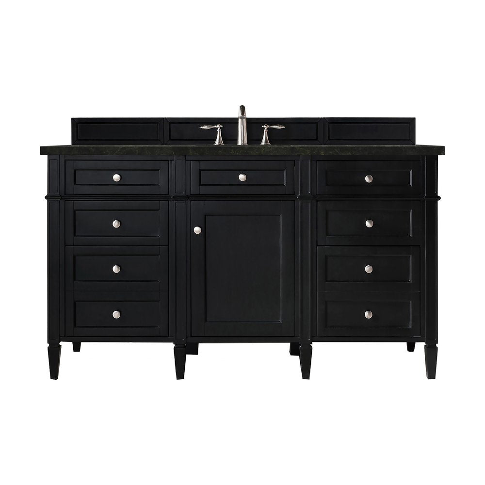 James Martin - Brittany 60" Single Vanity, Black Onyx, w/ 3 CM Phantome Eclos Top - 650-V60S-BKO-3PHT view 1