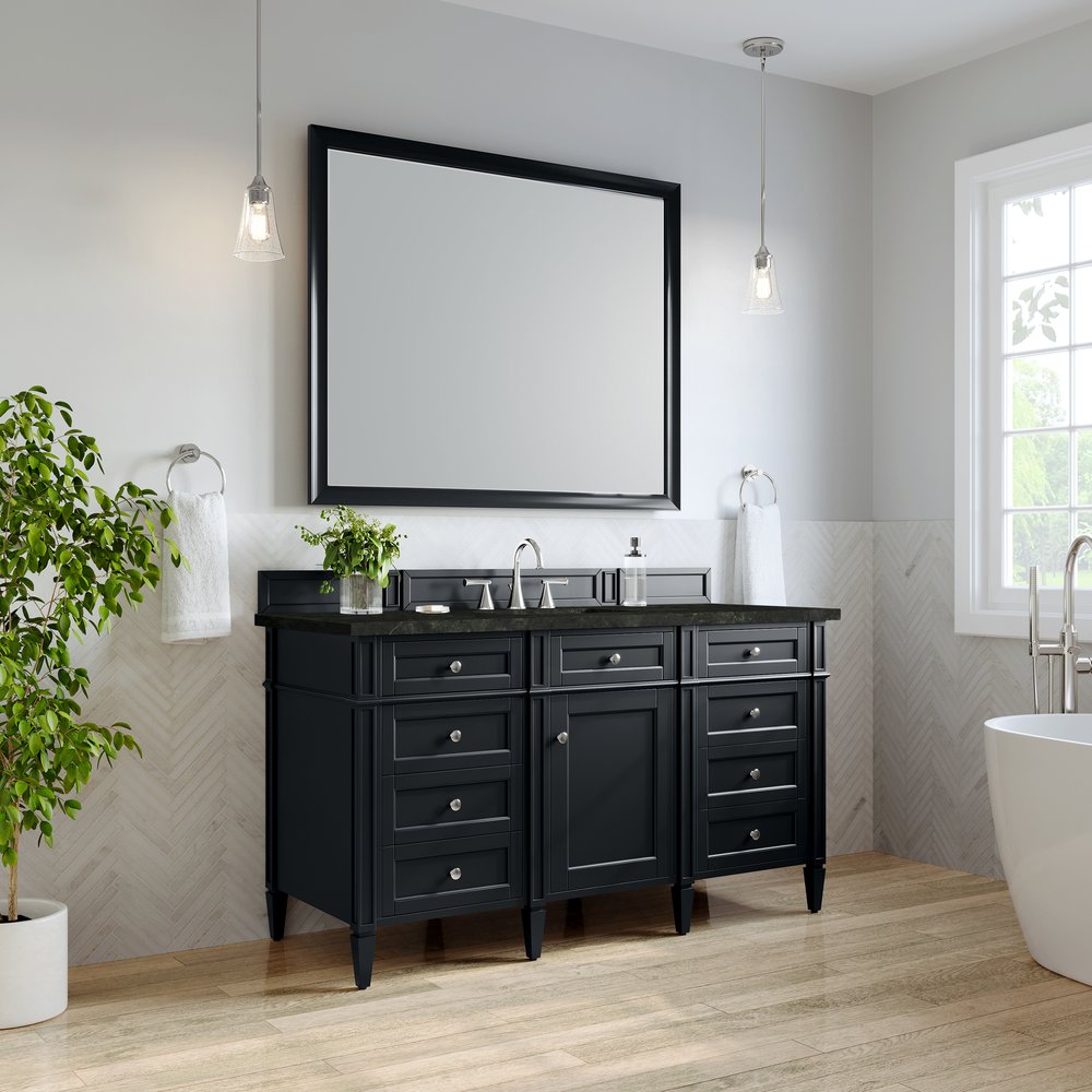 James Martin - Brittany 60" Single Vanity, Black Onyx, w/ 3 CM Phantome Eclos Top - 650-V60S-BKO-3PHT view 4
