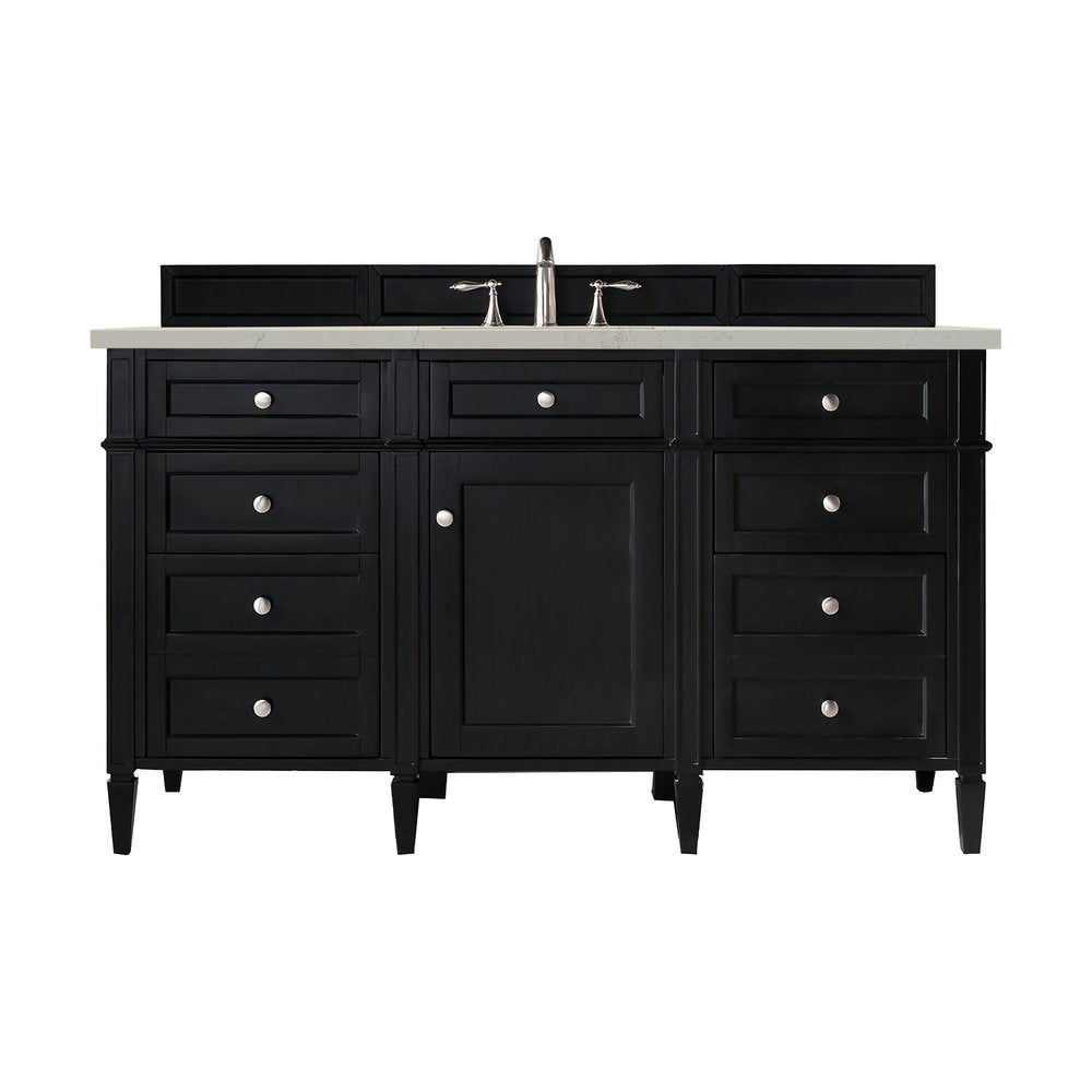 James Martin - Brittany 60" Single Vanity, Black Onyx, w/ 3 CM Siberian Silestone Top - 650-V60S-BKO-3SFR view 1