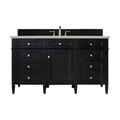 James Martin - Brittany 60" Single Vanity, Black Onyx, w/ 3 CM Siberian Silestone Top - 650-V60S-BKO-3SFR view 1
